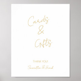 Elegant Gold Calligraphy Card and Gift Poster ポスター