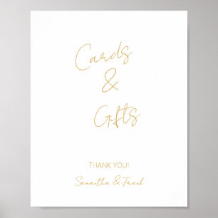 Elegant Gold Calligraphy Card and Gift Poster ポスター