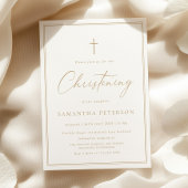 Elegant Gold Calligraphy Christening 招待状