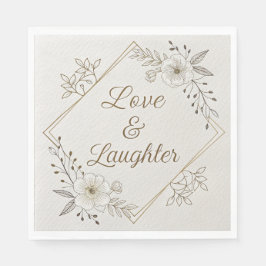 Elegant Gold Calligraphy “Love & Laughter”  スタンダードランチョンナプキン