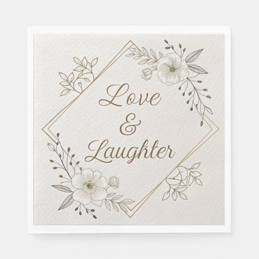 Elegant Gold Calligraphy “Love & Laughter”  スタンダードランチョンナプキン (正面)