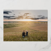 Elegant Gold Calligraphy Merry Christmas Photo 箔シーズンカード (裏面)