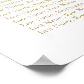 Elegant Gold Calligraphy Tengo Hambre Table Plan ポスター (角)