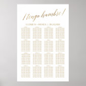 Elegant Gold Calligraphy Tengo Hambre Table Plan ポスター (正面)