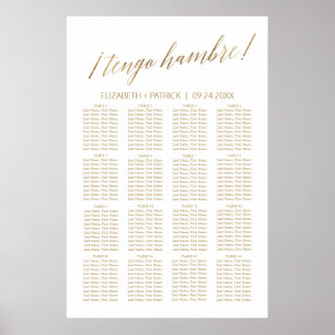Elegant Gold Calligraphy Tengo Hambre Table Plan ポスター