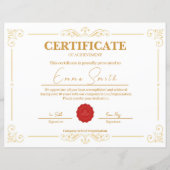 Elegant Gold Certificate Of Achievement Template (正面)