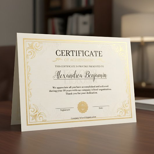 Elegant Gold Certificate of Achievement Template ポスター
