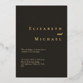Elegant Gold Charcoal Minimalist Luxury Wedding 箔招待状 (正面)