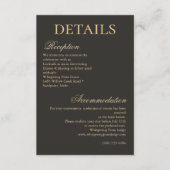 Elegant Gold Charcoal Minimalist Wedding Details エンクロージャーカード (正面)