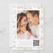 Elegant Gold Chinoiserie Floral QR Code Wedding セーブザデート (裏面)