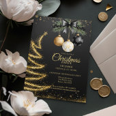 Elegant Gold Christmas Party Invitation Dark 招待状