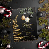 Elegant Gold Christmas Party Invitation Dark 招待状