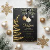 Elegant Gold Christmas Party Invitation Dark 招待状
