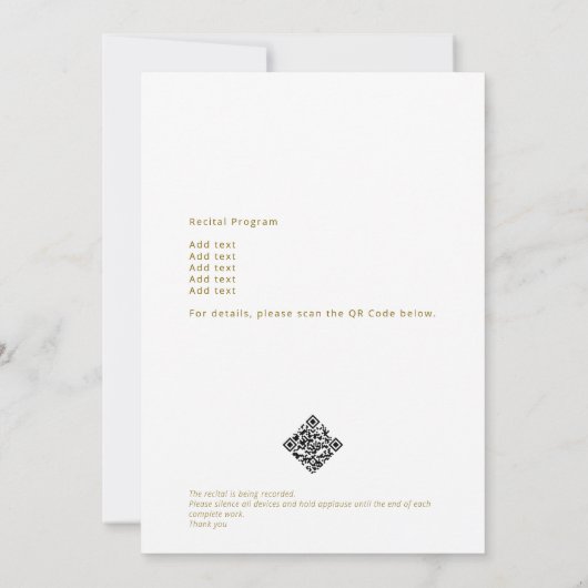 Elegant Gold Christmas Piano Recital & Program 招待状 (裏面)