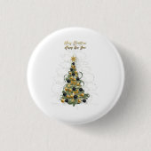 Elegant Gold Christmas tree  button  缶バッジ (正面)