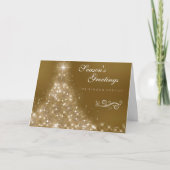 Elegant Gold Christmas Tree Corporate Business シーズンカード (正面)