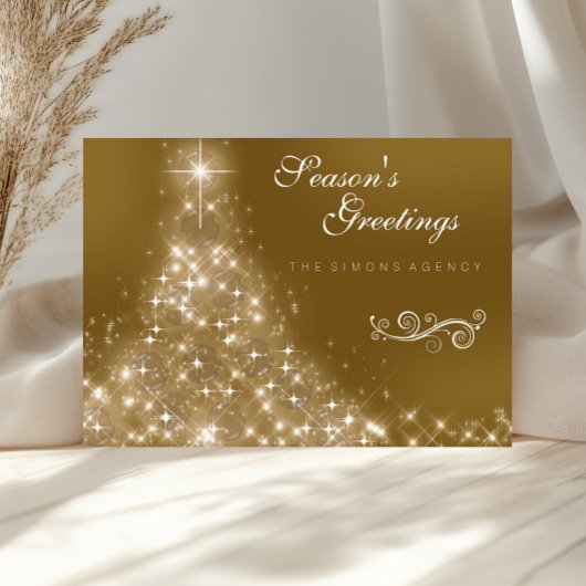 Elegant Gold Christmas Tree Corporate Business シーズンカード