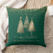 Elegant Gold Christmas Tree Glitter Snow クッション (ブランケット)