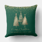 Elegant Gold Christmas Tree Glitter Snow クッション (裏面)