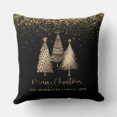 Elegant Gold Christmas Tree Glitter Snow クッション (裏面)