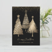 Elegant Gold Christmas Tree Glitter Snow  シーズンカード (スタンド正面)