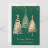 Elegant Gold Christmas Tree Glitter Snow シーズンカード (正面)