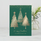 Elegant Gold Christmas Tree Glitter Snow シーズンカード (スタンド正面)