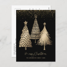 Elegant Gold Christmas Tree Glitter Snow