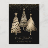 Elegant Gold Christmas Tree Glitter Snow シーズンポストカード (正面)