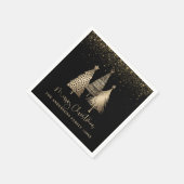 Elegant Gold Christmas Tree Glitter Snow スタンダードカクテルナプキン (角)