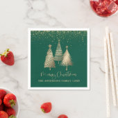 Elegant Gold Christmas Tree Glitter Snow スタンダードカクテルナプキン (インサイチュ)