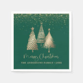 Elegant Gold Christmas Tree Glitter Snow スタンダードカクテルナプキン (正面)