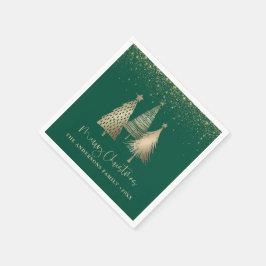 Elegant Gold Christmas Tree Glitter Snow スタンダードカクテルナプキン