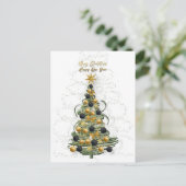 Elegant Gold Christmas tree  Holiday postcard  シーズンポストカード (スタンド正面)