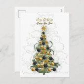 Elegant Gold Christmas tree  Holiday postcard  シーズンポストカード (正面/裏面)