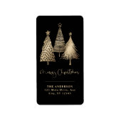 Elegant Gold Christmas Tree Merry Christmas   ラベル (正面)