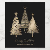 Elegant Gold Christmas Tree Merry Christmas  ワインラベル (シングルラベル)