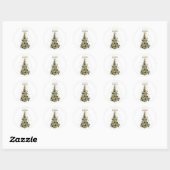 Elegant Gold Christmas tree ,Round stickers  ラウンドシール (シート)