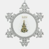 Elegant Gold Christmas tree snow flakes ornament スノーフレークピューターオーナメント (正面)