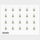 Elegant Gold Christmas tree ,square stickers  スクエアシール (シート)