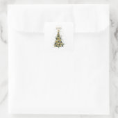 Elegant Gold Christmas tree ,square stickers  スクエアシール (バッグ)