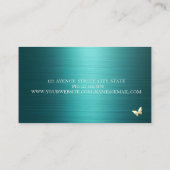 Elegant Gold Circles Butterflies Green Metallic 名刺 (裏面)