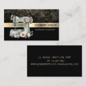 Elegant Gold Confetti,Floral Sewing Machine 名刺 (正面/裏面)