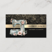 Elegant Gold Confetti,Floral Sewing Machine 名刺 (正面)