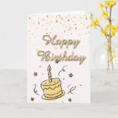 Elegant Gold Confetti Happy Birthday Card - Modern カード (黄色い花)