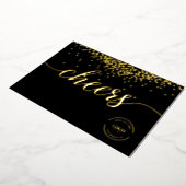 Elegant gold confetti on black Cheers logo 箔シーズンカード (回転した状態)
