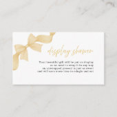 Elegant Gold Coquette Bow Display Shower エンクロージャーカード (正面)