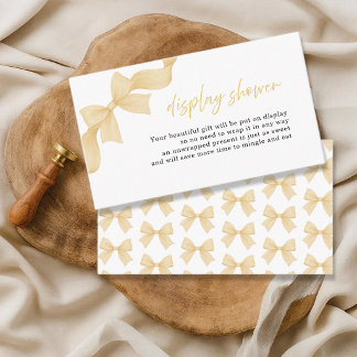 Elegant Gold Coquette Bow Display Shower エンクロージャーカード