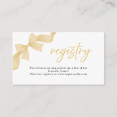 Elegant Gold Coquette Bow Registry エンクロージャーカード (正面)