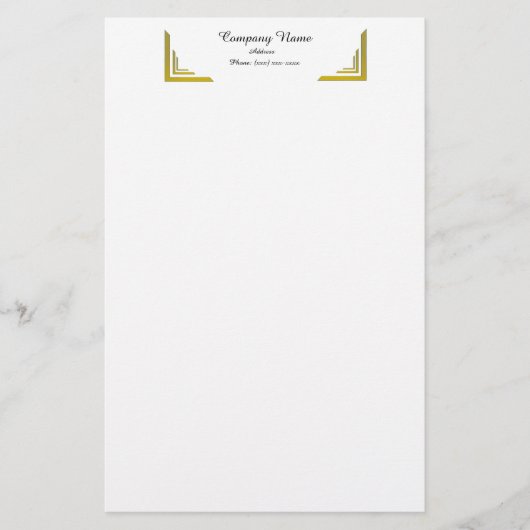 Elegant Gold Corner Border Professional Stationery 便箋 (正面)